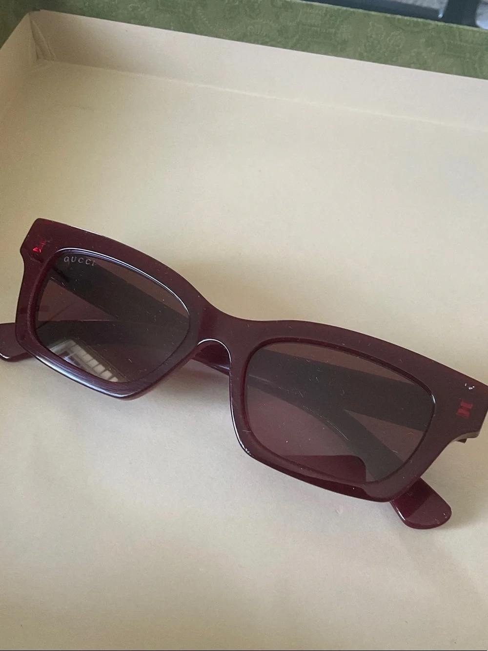 Gucci Burgundy Rectangular Women's Sunglasses